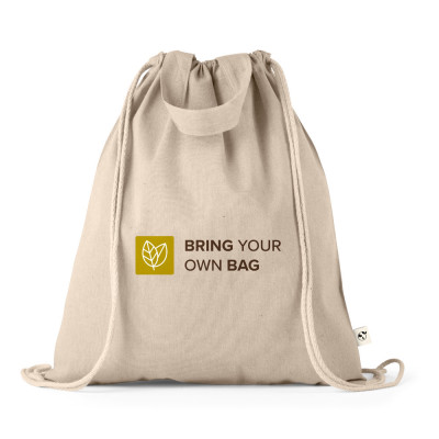 RISSANI. Drawstring bag with recycled cotton (70) and polyester (30 rPET) (140 g/m²)